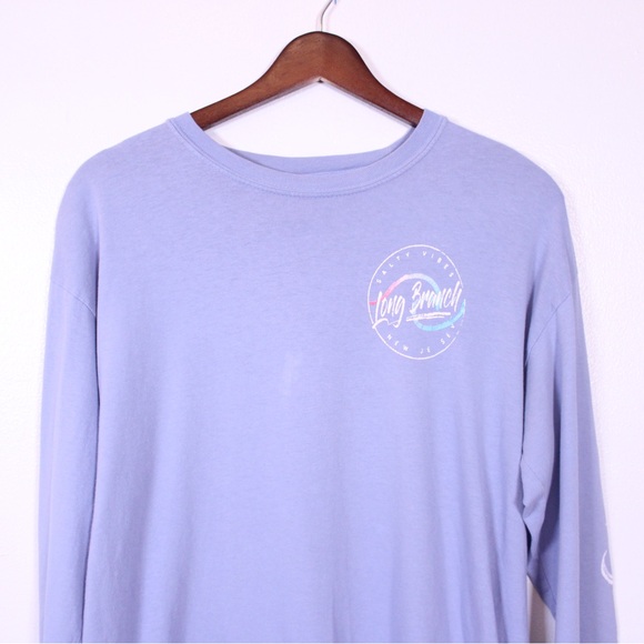 Comfort Colors Long Sleeve Tee Men’s M Light Blue Graphic Logo Shirt - Picture 3 of 14